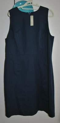 J.Crew Long Sheath Dress In Four-season Stretch Size 18 Navy Sleeveless NWT - Image 1 of 4
