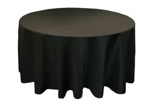 Manteles redondos negros de 120" pulgadas poliéster cubierta de mesa de 5' pies calidad EE. UU. - Imagen 1 de 3