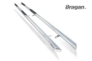 Side Bars 4 Step Pads Tapered End 3'' To Fit Fiat Ducato LWB 07-14 Van Stainless - Picture 1 of 5