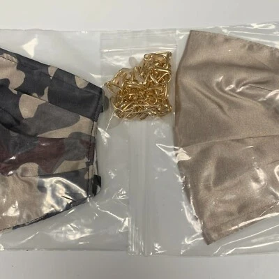 Jennifer Miller X G.I.L.I. Satin Face Coverings Mask Camo & Khaki w/ Chain Set - Image 1 of 4