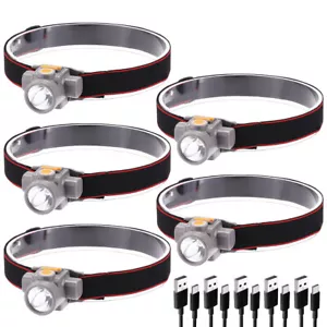 5PC Compact Super Bright LED Headlamp Rechargeable USB Mini Head Torch Work Lamp - Picture 1 of 10