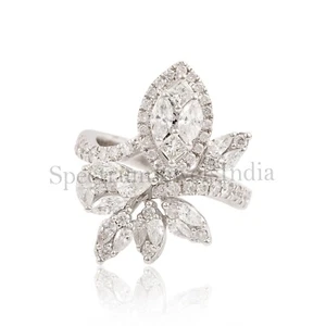 1.61 Ct Lab Grown CVD Multi Shape Diamond Cocktail Ring 14k White Gold Jewelry - Picture 1 of 5