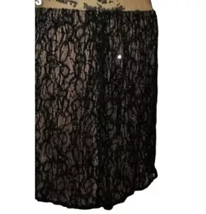Criss Cross schwarz Vintage Spitze & Pailletten MEDIUM gefüttert Rock Coquette EDM weich Mädchen - Bild 1 von 7