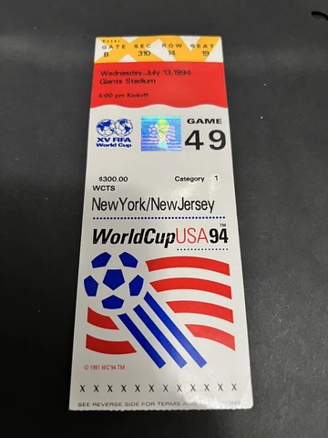 Super Rare - Soccer World Cup USA 1994, Ticket Game 49 - Italia Vs Bulgaria inNJ Cover