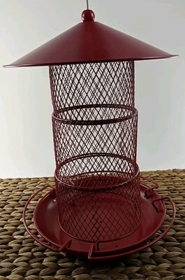 Bird Feeder Outdoor--Cardinal, Finch, Sparrow, More. Bright Red Metal W/ Hook - Image 1 of 3