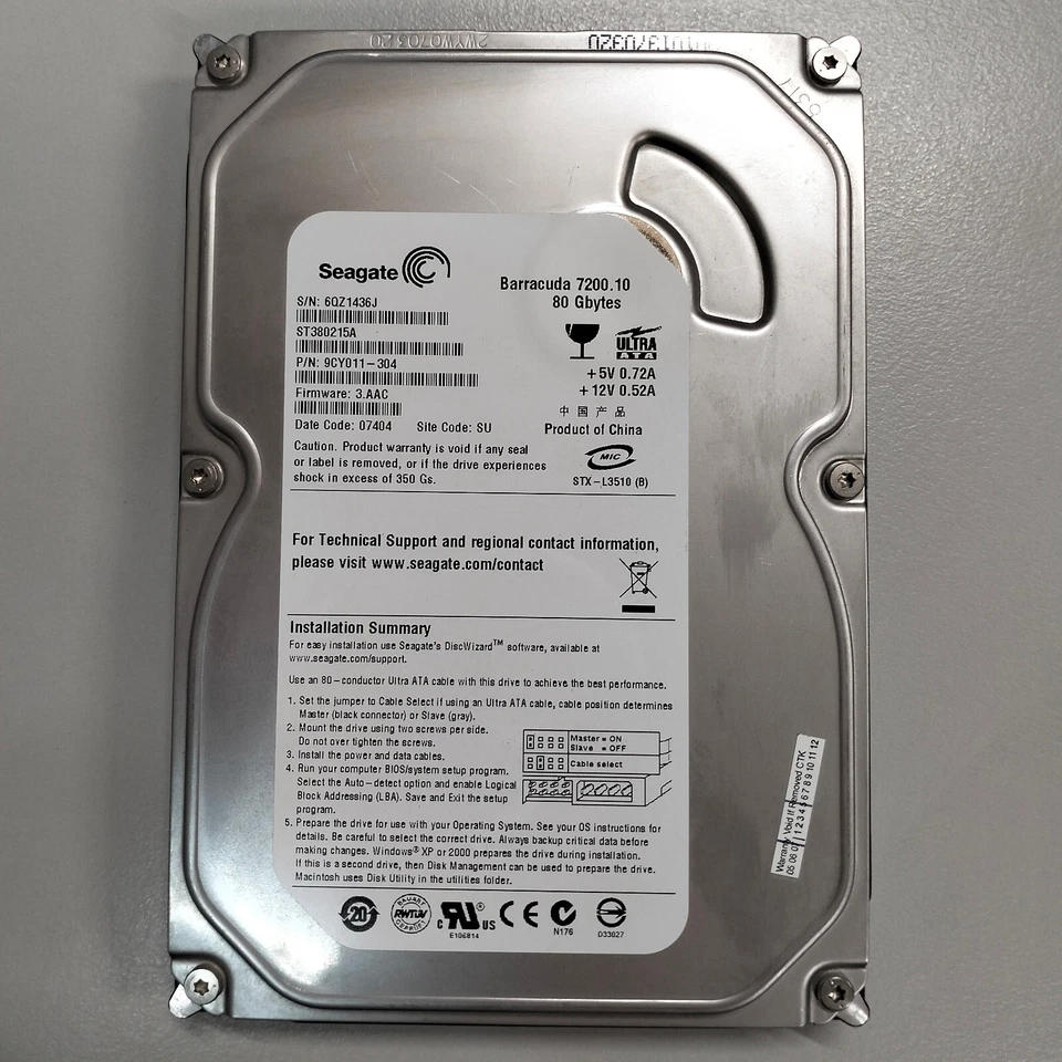 Seagate Barracuda 80GB 3.5" IDE HDD ATA/100 7200 RPM FW 3.AAC ST380215A - Image 1 of 4