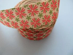 Grosgrain Floral Orange Flowers Ribbon 25mm 1" - Picture 1 of 1