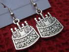 925 Sterling Silver & Tibetan Silver Happy Birthday Cake Charm Dangle Earrings