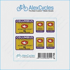 Fahrrad Columbus SL Doppio Spessore Tubi Forcella Rahmen Gabel Aufkleber Sticker Kit - Bild 1 von 1