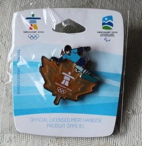 Clear orange M leaf snowboard Authentic 2010 Vancouver Olympic badge pack New - Picture 1 of 2