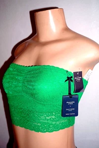 NWT ABERCROMBIE & FITCH GREEN LINGERIE LACE BANDEAU BRA SIZE EXTRA SMALL - Picture 1 of 4