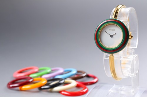 [QUASI NUOVO] Orologio Vintage GUCCI Cambio Lunetta 11 12.2 Oro 12 Colori Qz JPN U369