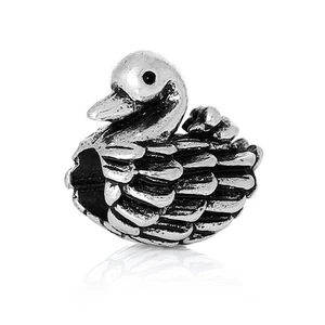 Großlochperle Modulperle Perle Schwan, Vogel, Ente 13x14mm silber 1x - Bild 1 von 3