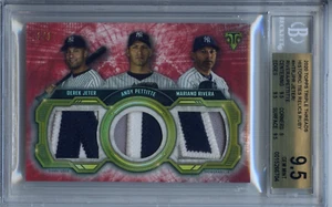 2020 Jeter,Pettitte,Rivera Triple Threads Ruby New York Yankees 1/1 9.5 Gem Mint - Picture 1 of 4