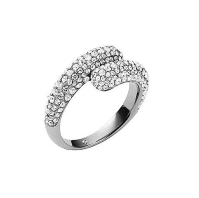 Anillo Michael Kors MKJJ3681040 tono plateado pavé bypass talla 9 nuevo con etiquetas $125 Foto 1 de 2