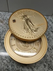 Bulova 20 Dollar Liberty Gold Coin Alarm Clock Battery Desk Working - Picture 1 of 8