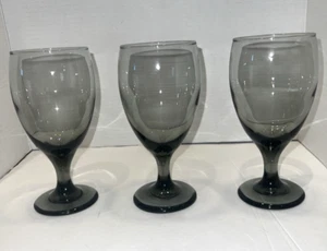 Libbey 7" Classic Smoke Water Goblets Glasses Grey Wine Iced Tea 14oz Set of 3 - Picture 1 of 7