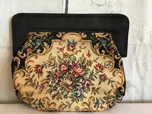 Vintage Walborg Floral Evening Clutch Purse Embroidered Tapestry Roses - Picture 1 of 8