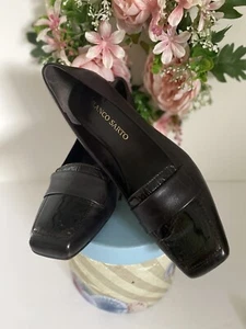 Franco Sarto Fever Dark Brown with Croc Print Leather Pump Heels Women's 8M - Picture 1 of 12