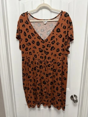 Vestido para mujer LuLaRoe 3XL con capas Ariel manga corta estampado de leopardo óxido Foto 1 de 4