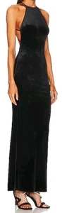 Michael Costello x REVOLVE Tawny Maxi Dress Black Velvet Strappy Halter XS NWT  - Picture 1 of 13