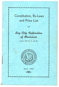 Bay City, MI Federación de Músicos Constitución y Estatutos y Precios APR 1968 - Imagen 1 de 1