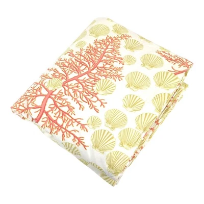 Pottery Barn Coastal Red Coral Reef Atlantic Scallop Seashells | Edredón King LEER Foto 1 de 4