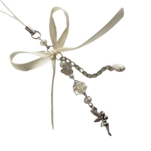 Sweet Bowknot Phone Charm Flower Angel Pendant Keychain for Purse Bag Accessory - Photo 1 sur 9