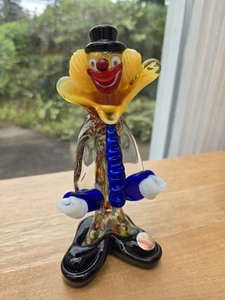 Estatuilla de payaso vintage de cristal de Murano veneciano soplada a mano decoración italiana - Imagen 1 de 16