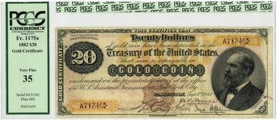 FR.1175a $20 1882 Gold Certificate VF35 PCGS Currency 950750-32 - Image 1 of 3