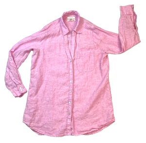 Christian Siriano Hemd 100% Leinen rosa Knopfleiste Größe XS Rollriegelärmel schön - Bild 1 von 17