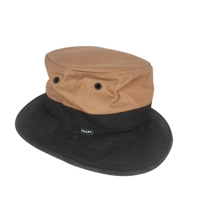 Sombrero de golf Tilley al aire libre marrón tostado negro cubo sol lluvia senderismo camping viaje Foto 1 de 4