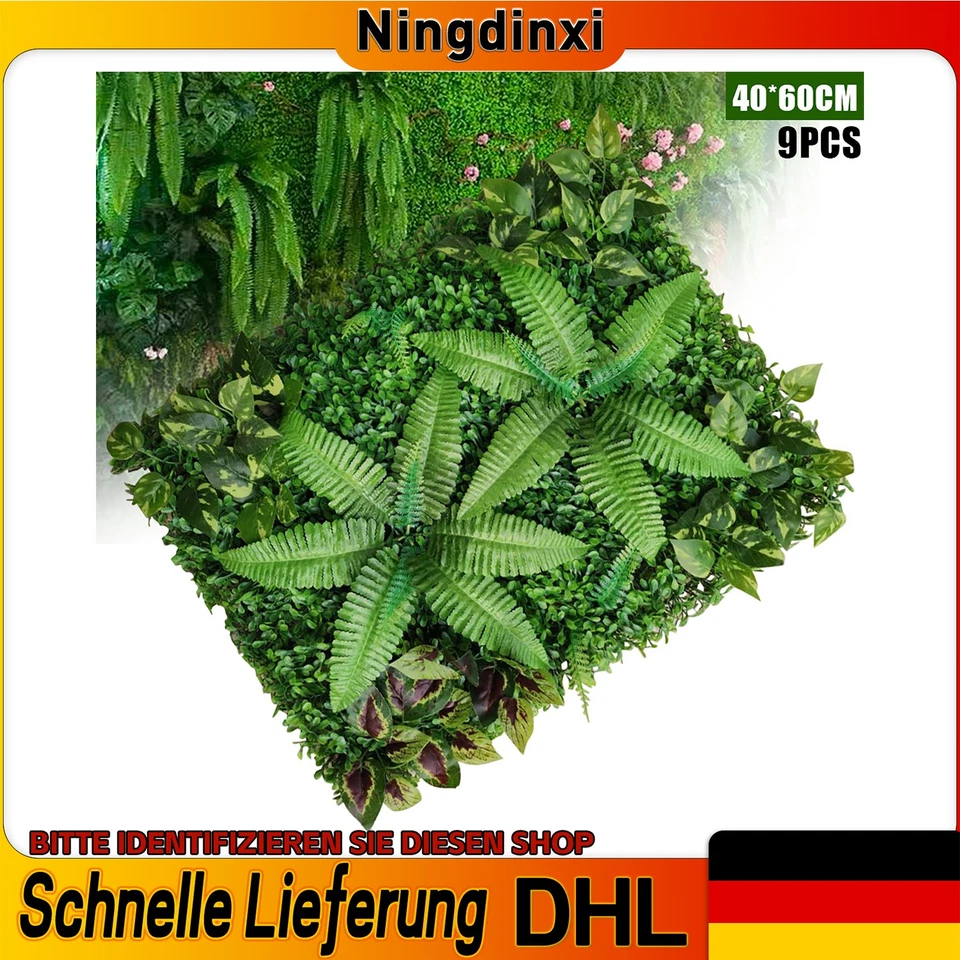 9pcs Artificial Plants Wall Decor Artificial Plants Lawn Background 40 X 60cm - Image 1 of 4