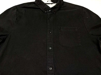Volcom Mens Button Front Short Sleeve Cotton Poly Elastane Black Shirt L - Image 1 of 4