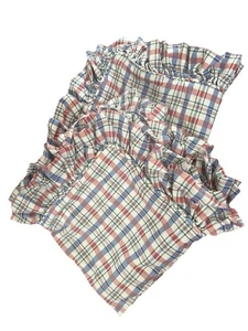 2 Waverly Luxury Collection Euro Sham Red Blue Green Plaid Ruffles Pillow Covers - Picture 1 of 11