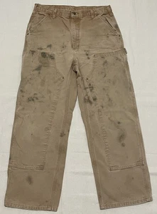 Carhartt B136 BRN Men's Utility Double Front Work Pant 34x36(29) Distressed - Picture 1 of 17