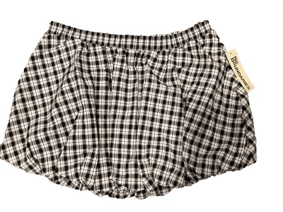 NO BOUNDARIES White/Black Plaid Bubble Skort Sz L* - Image 1 of 4