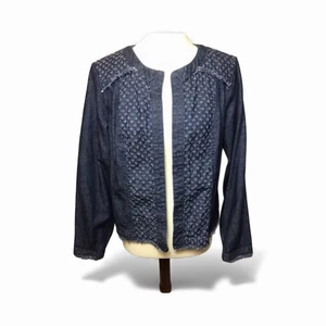 Christopher & Banks Jeansjacke Damen Gr. Xl Blau 100% Baumwolle Rundhals Denim - Bild 1 von 4
