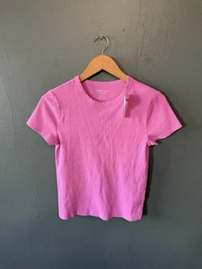 American Eagle Womens Pink Short Sleeve Ribbed Short Sleeve T-shirt NWT Size M - Picture 1 of 3