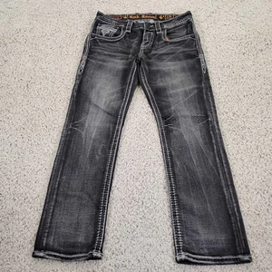 Jeans Rock Revival Para Hombre 32x28 Negro Tomshi Denim Recto Bordado Gótico Emo - Imagen 1 de 13
