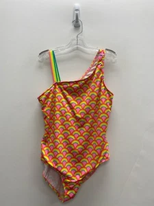 Lands End SIZE 16 Pink Multi Color Rainbows Girl's Swimsuit - Picture 1 of 1