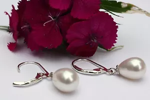 yr29 verdaderos Agua Dulce Perlas Joya Pendientes de Botón plata 925 NUEVO - Imagen 1 de 1