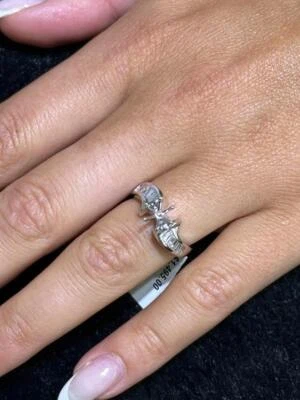 14k Oro Bianco Naturale Diamanti Baguette Taglio Canale Set Fidanzamento Ring 6 - Immagine 1 di 4