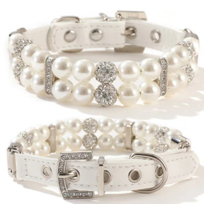 Artifical Pearl Dog Collar Adjustable Necklace Matching Dog Leash Clearance - Image 1 of 4