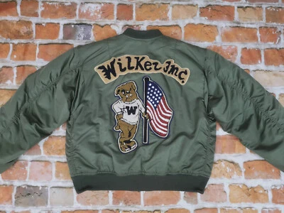 WILKER INDUSTRIES MA-1 Bomber USA Idéal Veste Bouledogue Vert Olive M Pointe Top - Photo 1/4