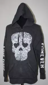 Victoria's Secret Love Pink Sz XS Gray Studded Skull Hoodie Full Zip - Picture 1 of 8