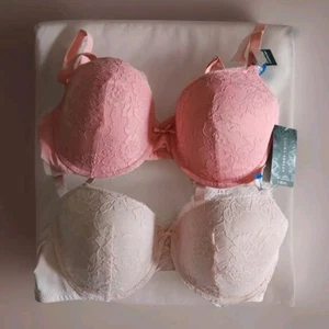 NWT LAURA ASHLEY 2 PACK PINK LACE EVERYDAY COMFORT T-SHIRT BRAS Sz 38C - Picture 1 of 7
