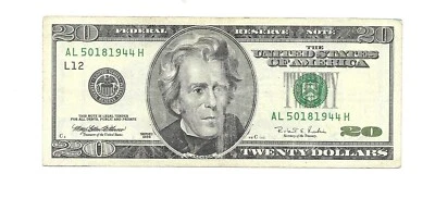 1996$20. DOLLAR, BIRTHDAY NOTE FROM SECOND WORLD WAR II # (50181944) MAY/18/1944 - Image 1 of 2