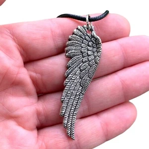 Collar Colgante Ala de Ángel Peltre Grande Guardián Unisex Joyería Espiritual - Imagen 1 de 9