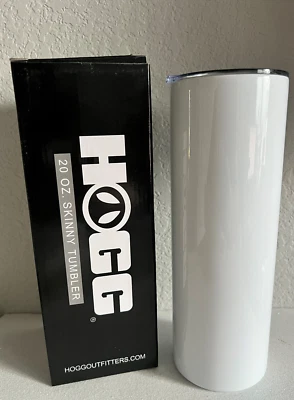 20 oz Straight White Sublimation Stainless Steel Skinny Tumbler Cup w/Slider Lid - Image 1 of 4